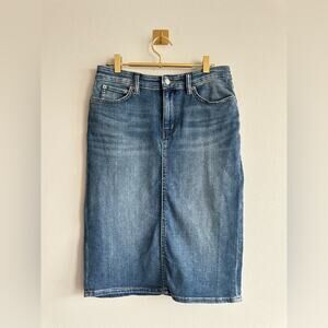Vintage Ralph Lauren Denim Pencil Skirt | Lauren Jeans Co Midi Front Slit Sz 4